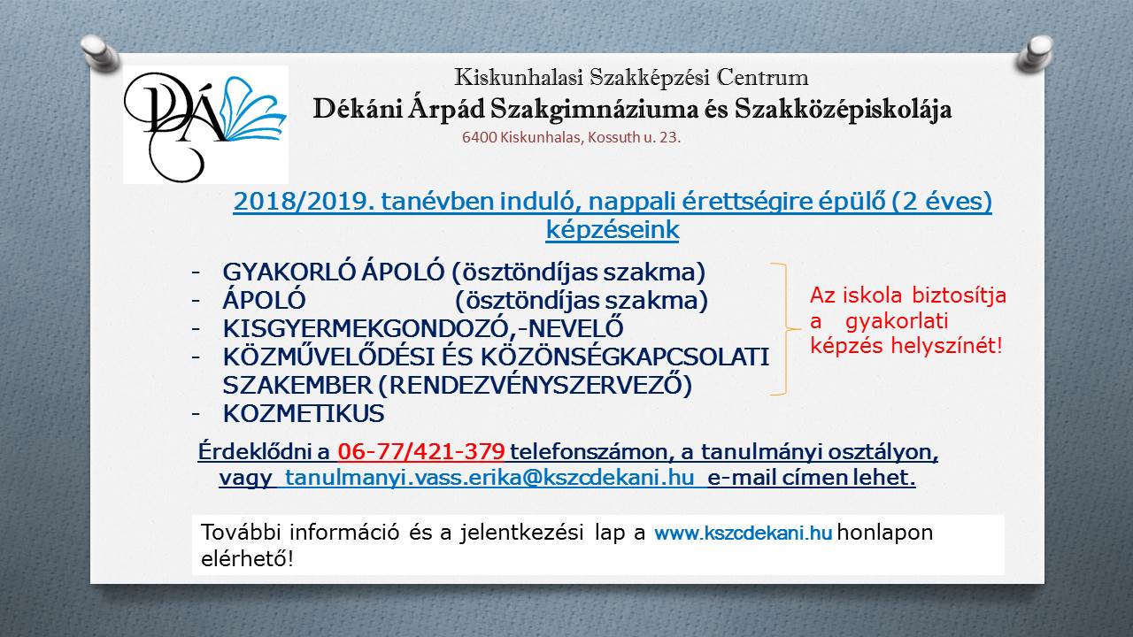 Hírdetés érettségi utáni 2018 június 1