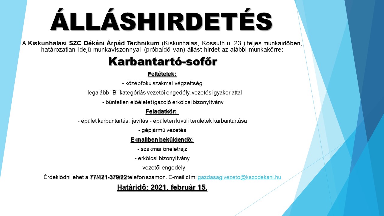 álláshirdetés